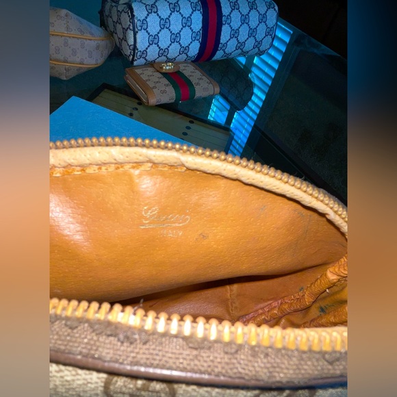 Vintage Gucci Mini Print Cosmetic Case Travel Clutch Brown - Picture 5 of 12